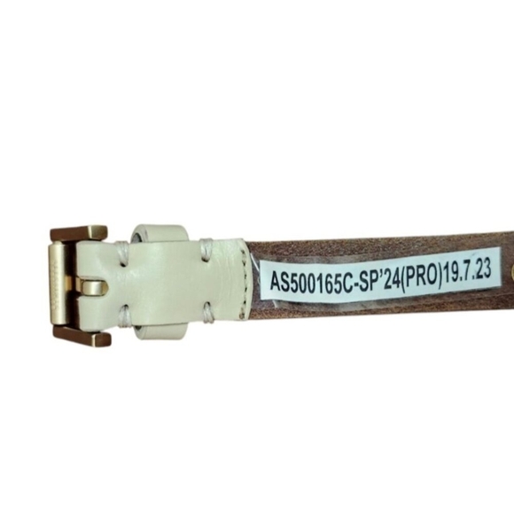 All Saints belt women's cream leather skinny studs luxury pastel new $109 - Picture 6 of 8